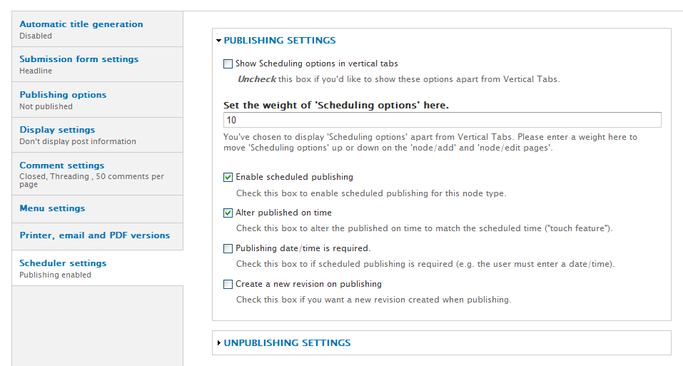 Scheduler Configuration