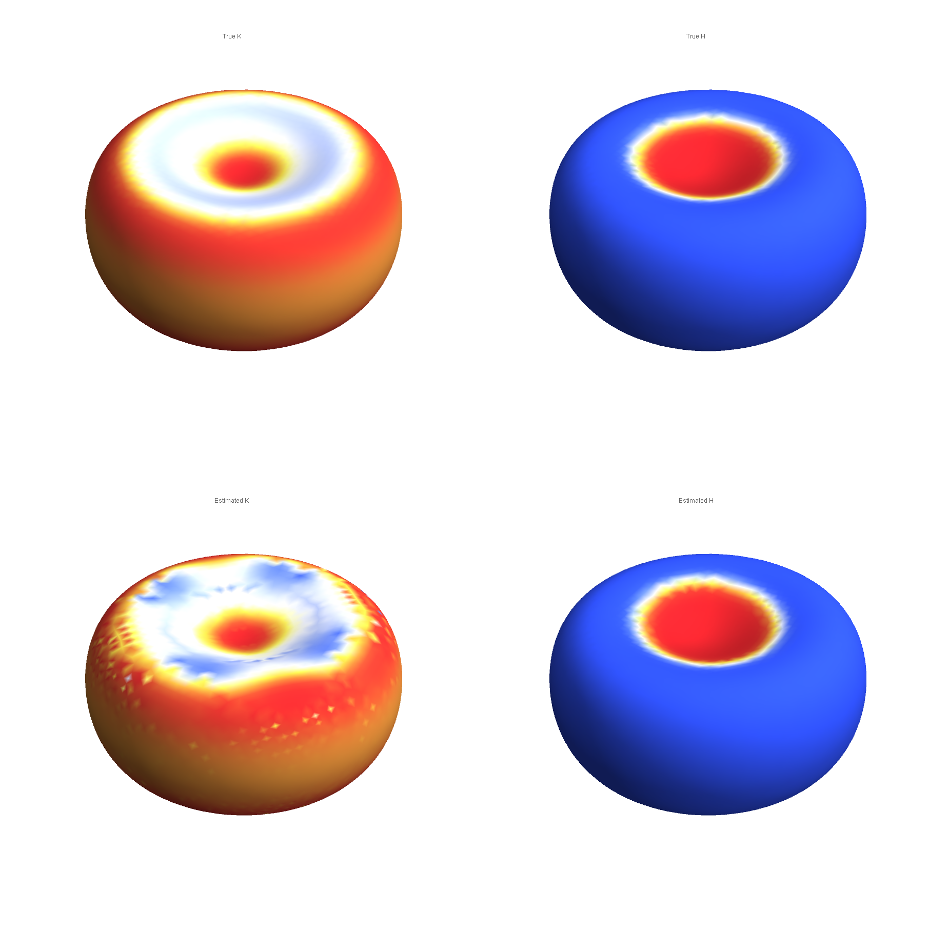 estimated and analytic curvatures for an erythrocyte surface