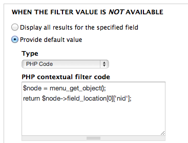 Using PHP Code in the contextual filter