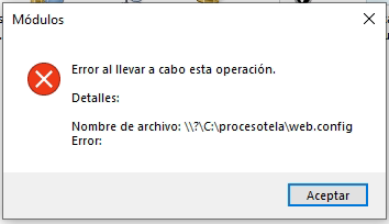 Error al cargar los modulos