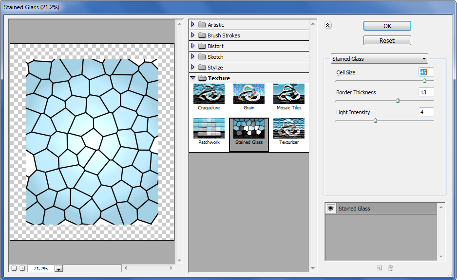 Stained Glass Cell Size