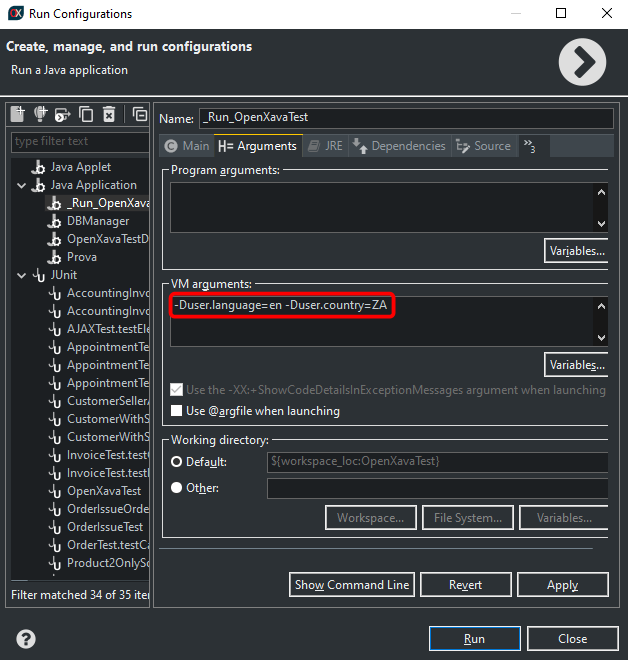 Eclipse Java options for locale