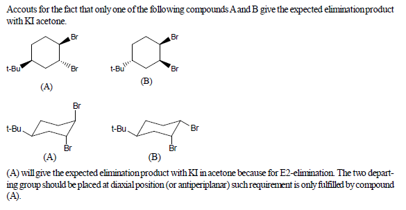 Conformation of 1,2 dibromo,4-tertbutyl cyclohexane