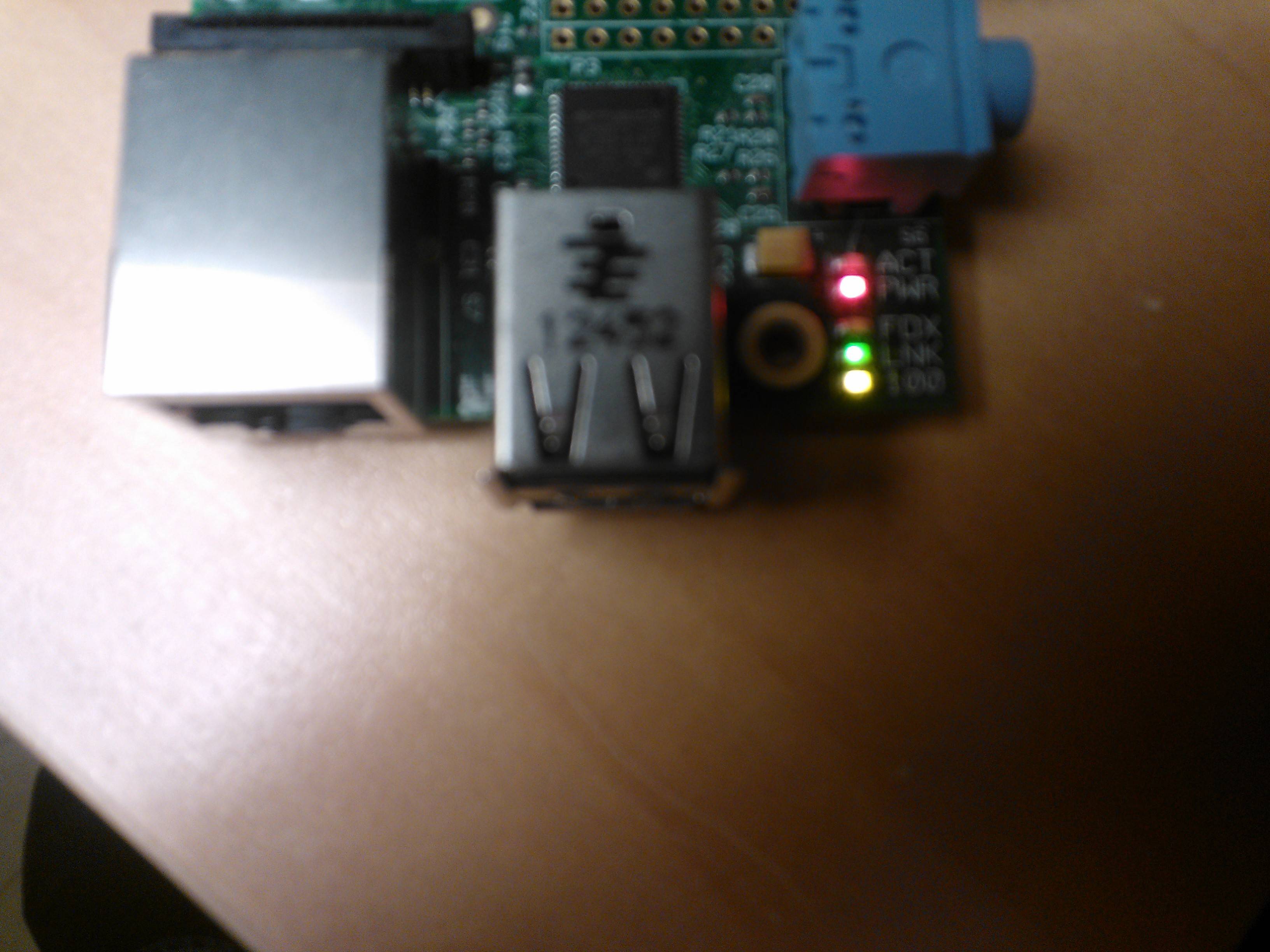 Raspberry Pi LEDs light up without LAN cable