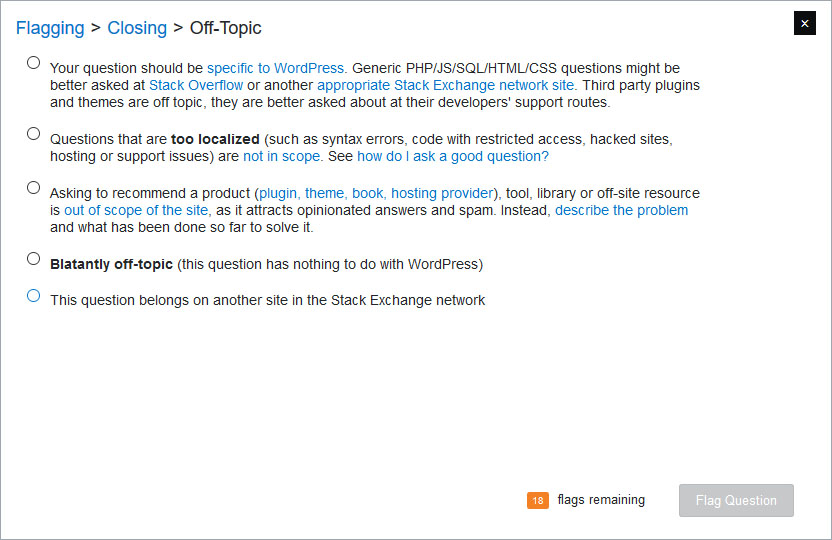  Flagging > Closing > Off-Topic