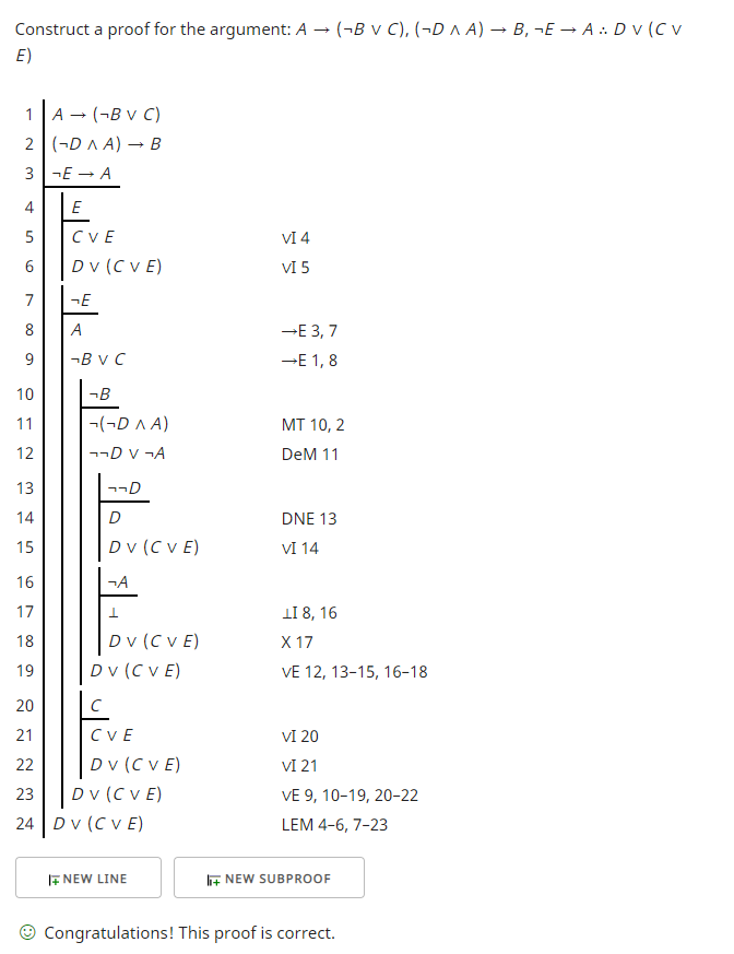 Logic - Natural Deduction Proof Of $(A \to \lnot B \lor C), ((\lnot D ...