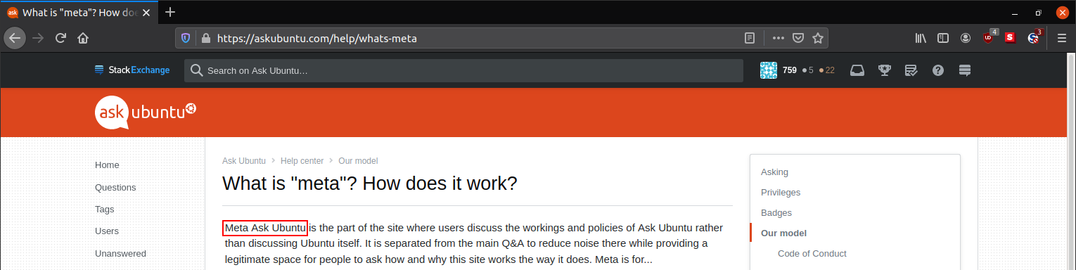 Screenshot of "What is "meta"? How does it work?" help center article