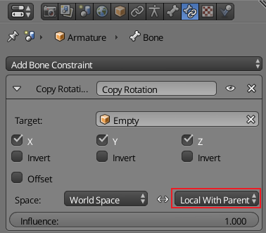 Copy rotation constraint settings