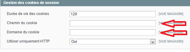 Web Session Cookie Management screen