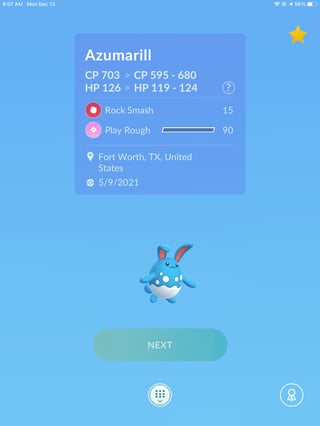 azumarill, different CP