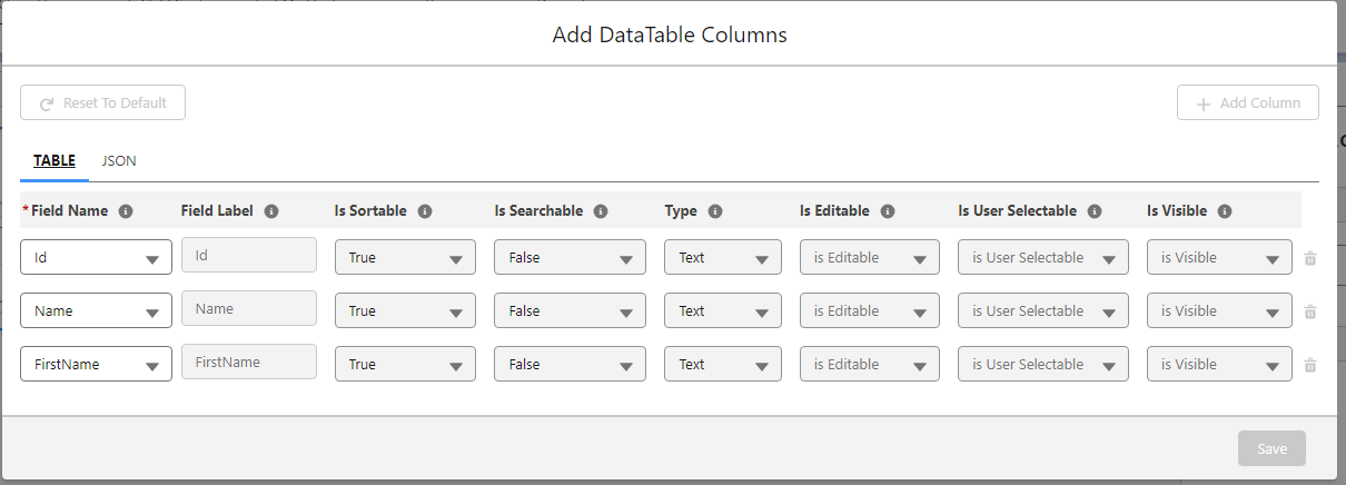 Datatable