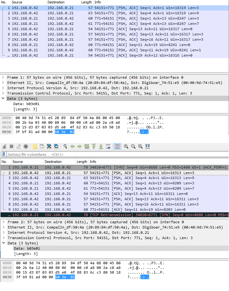 Wireshark capture. Disarm System.