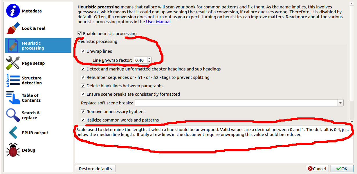 Calibre book converting options