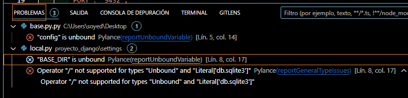 Error en la consola de VSCode