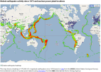 Earthquake Activity Map with Nuclear Power Stations