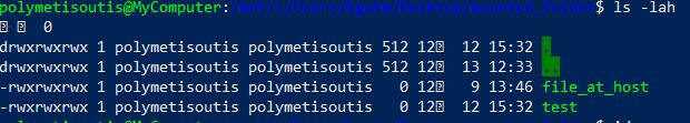 マウントするフォルダを/mnt/c/Users/'username'/desktop/mounted_folderとした場合