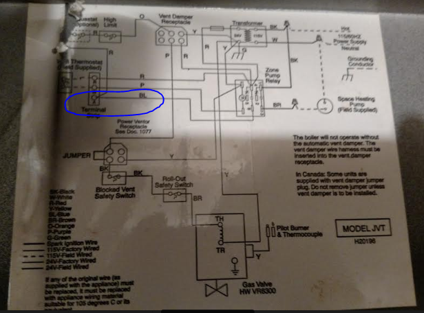 Wiring diagram Blue wire circled.