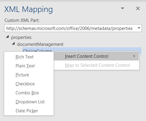 XML Mapping of controls