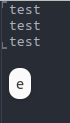 a popup with 'e' appears in Emacs window