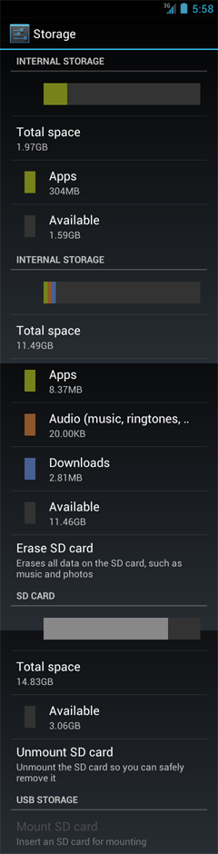 storage settings