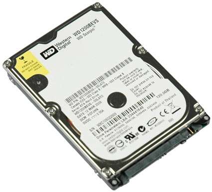 2.5" SATA drive with protective half-shell around connectors