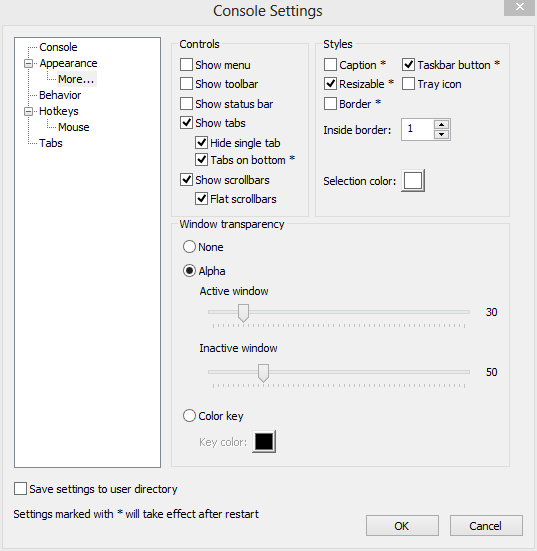 Console2 Settings