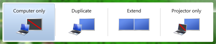  Computer only | Duplicate | Extend | Projector only 
