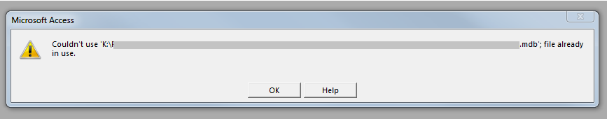 access 97 "Couldn't use '... .mdb'; file already in use.