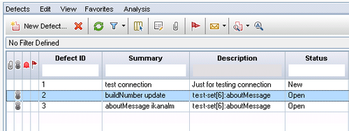 HP-ALM defects pane