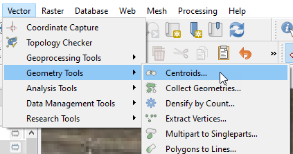 Vector->Geometry Tools->Centroids