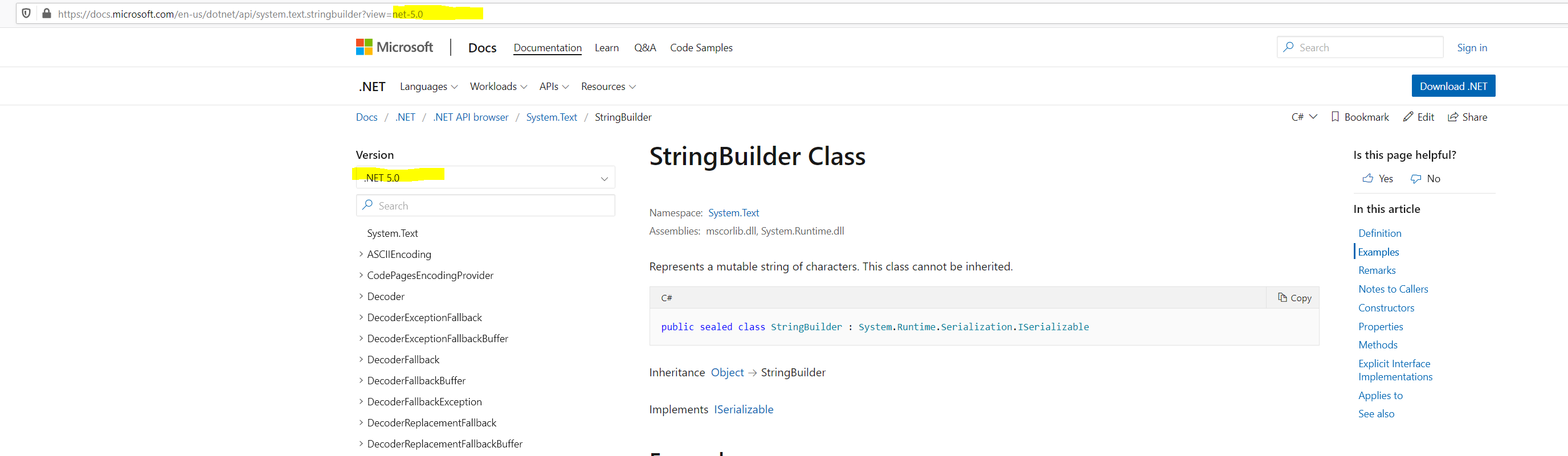 MSDN Documentation