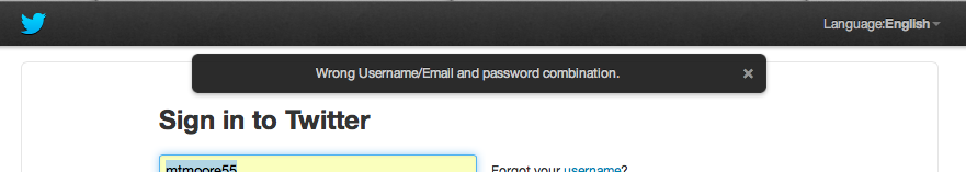 Twitter login error