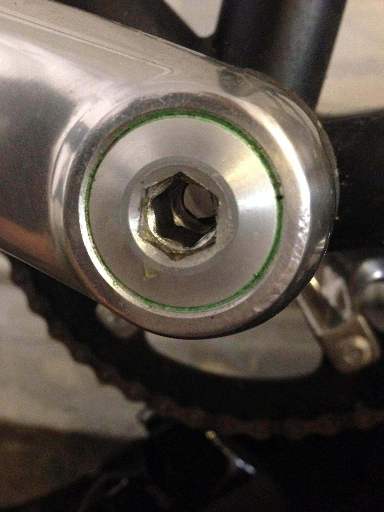 Crank bolt tilted