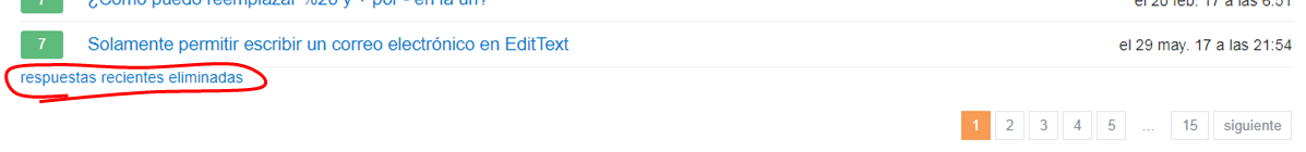 respuestas recientes eliminadas
