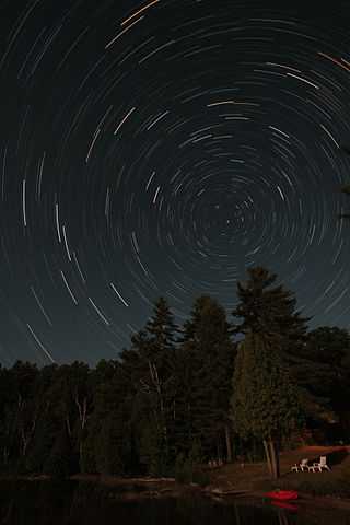 Star trails around the celestial pole