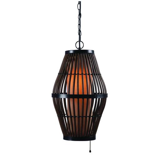 Hunter Lighting Reed Rattan Black 1-Light Outdoor Pendant Light