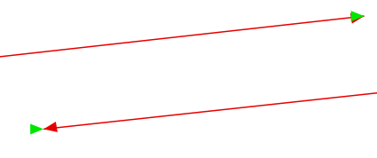 Two lines with start and end arrow both on the same end and end arrow not turned at all