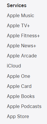 Apple service names