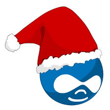 Photo of a Druplicon wearing a Santa hat