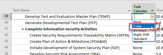 Task calendar