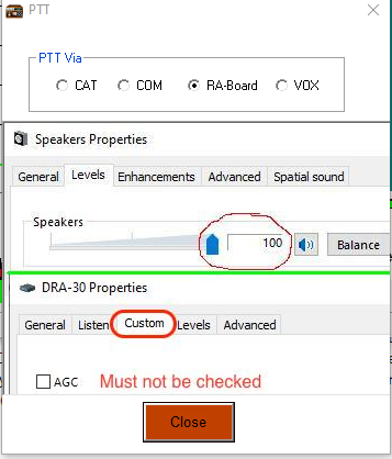 VARA FM - Settings - PTT