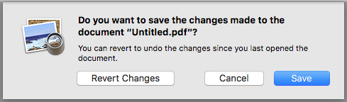 "Revert Changes" dialog