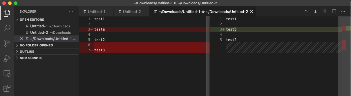 Visual Studio Code Difference Editor