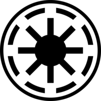 This logo has a black centre and a white background with eight black lines, aligned to cardinal directions, extending halfway to the outer border.  Midway between the end of the lines and the border are eight circular arcs forming a broken circle; the breaks in the circle align to the radial lines.