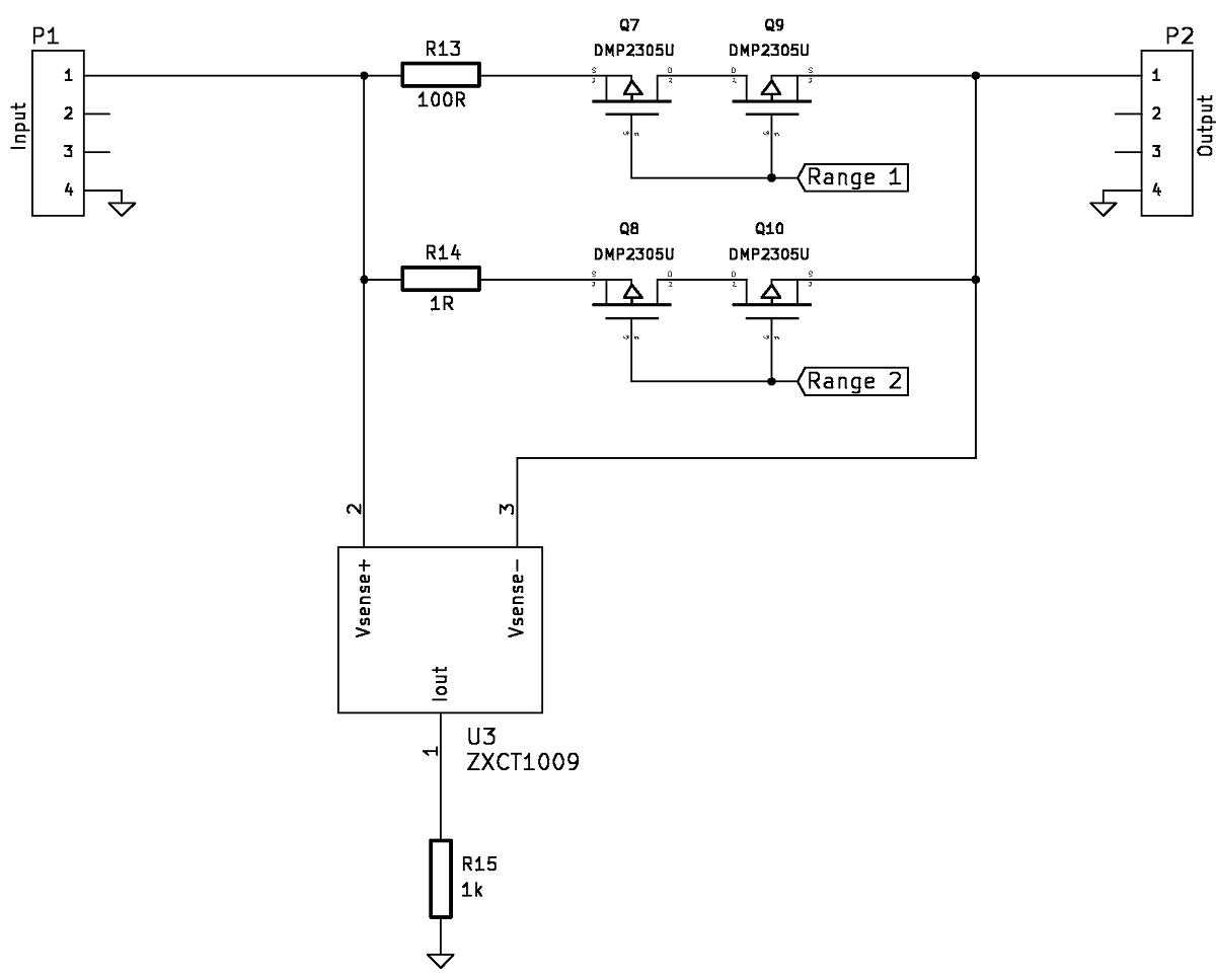 Range selection with MOSFETs