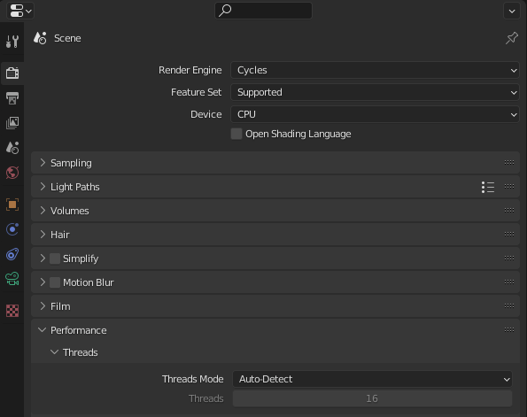 Cycles Performance Settings