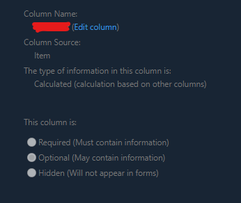 picture of list content column radio buttons