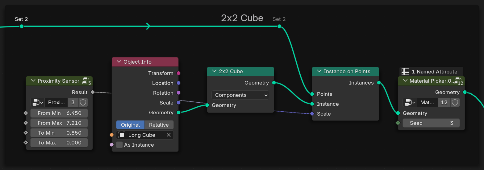 Proximity sensor being used to control the scale of the cubes based on proxmity.