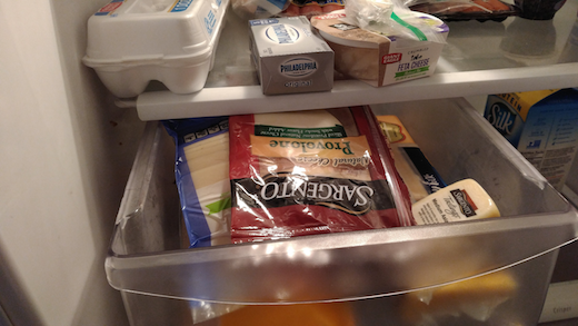 cheese drawer, occupied