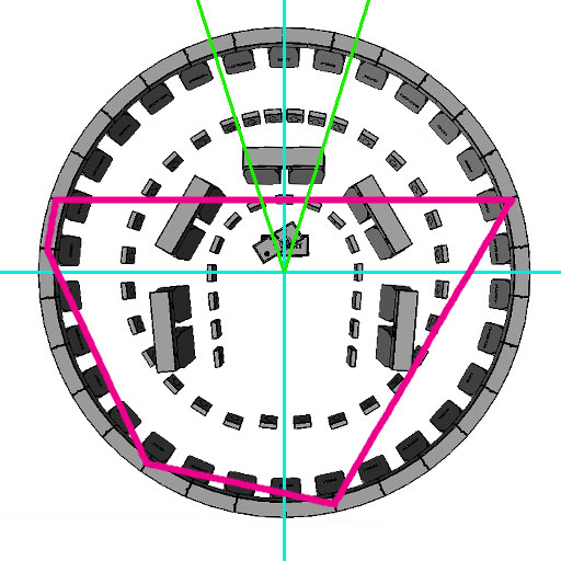 construction lines overlaid on overhead view of 3d model